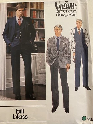 Vogue 2585 American Designer Bill Blass Men’s Suits Size 38 Sewing Pattern Uncut - Image 1 of 2