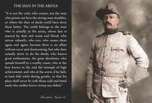 Theodore Teddy Roosevelt 13x19 Poster With the Man in the Arena Quote Cowboy
