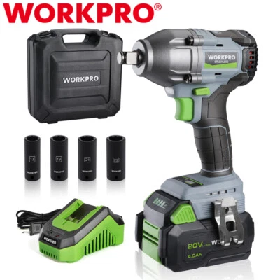 WORKPRO Cordless Impact Wrench 1/2" 20V Brushless Impact Gun 370 Ft-Lbs (500N.M) - Image 1 of 4
