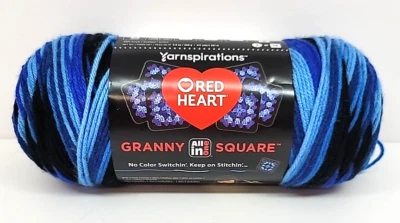 Red Heart All In One Granny Square Yarn Black-Blue Beacon 100% Acrylic 417yds. - Image 1 of 4