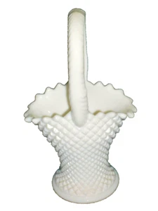 CESTA DE VIDRIO DE LECHE Vintage Patrón Diamante 9" - Imagen 1 de 4