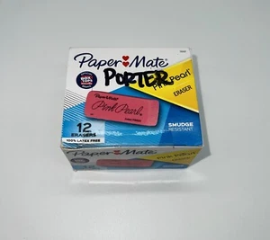 PaperMate Pink Pearl Block Eraser Large Size Box of 12 School Office Paper Mate - Picture 1 of 4