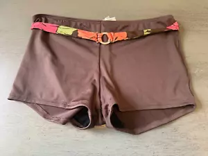SHORTS brown unlined front belted CATALINA swimsuit bikini bottom size medium 8 - Picture 1 of 1