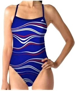 Adidas Swimsuit Swimwear Elevate Vortex Back - Blue - Picture 1 of 2