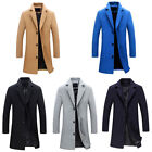 Mens Classic Long Jacket Warm Winter Trench Coats Long Sleeve Button Up Overcoat