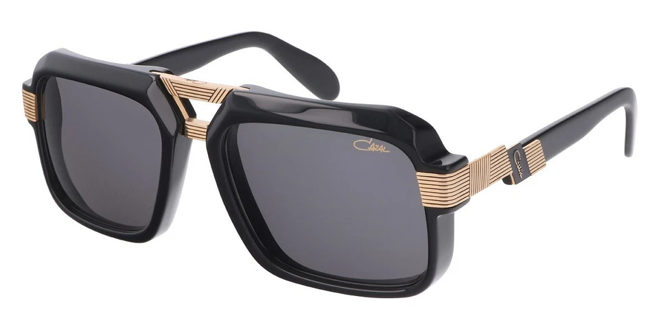 Cazal Legends 669 001 Sunglasses Men's Black-Gold/Grey Lenses Pilot 56mm