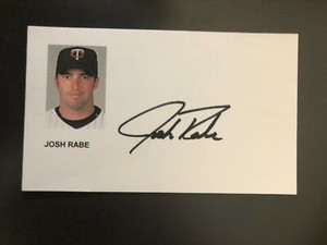 Minnesota Twins JOSH RABE autographed 3x5 Index Card