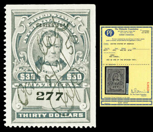 Scott RG77 1941 $30.00 Silver Tax Revenue Used VF Cat $750 with PF CERTIFICATE!