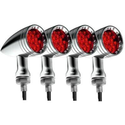 4X Chrome LED Turn Signal Lights For Kawasaki Vulcan 2000 1600 1500 900 800 500 - Image 1 of 4