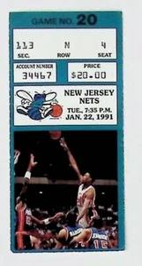 1991 Jan. 22 NBA New Jersey Nets At Charlotte Hornets Ticket Stub - Imagen 1 de 2
