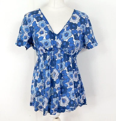 Boden Blue Floral Smock Top Size 12 Oversize Style Drop Waist - Image 1 of 4