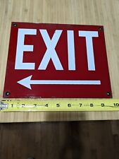 VINTAGE 1950's PORCELAIN 2-SIDED EXIT SIGN 10 x 8 FROM THE OLD STANLEY TOOL CO. 