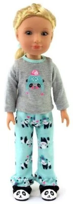 Pijama estampado de panda 2 piezas para Wellie Wishers 14 1/2 pulgadas muñeca ropa niña Foto 1 de 2