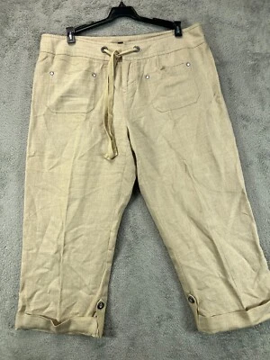 INC International Womens 8 Linen Pants Cropped Beige 100% Linen Bling Mid 34X20 - Image 1 of 4