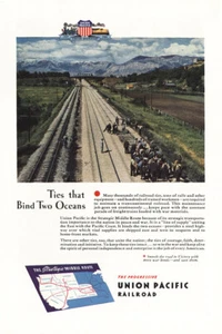 1944 Union Pacific Railroad: Ties That Bind Vintage Print Ad - Picture 1 of 1