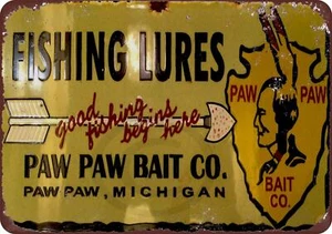 Barber Shop Metal Sign (Vintage) | Paw Paw Bait Co. Fishing - Picture 1 of 1