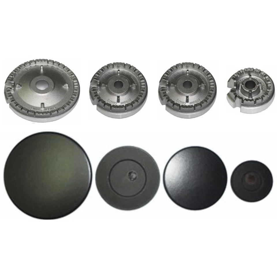 Serie bruciatori + piattelli cucina gas 4 Ariston Indesit fuochi satinati - Immagine 1 di 1