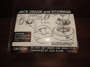 Ford Mustang Jack Instruction Decal Early 1969-1970 DF-145 Officially Licensed - Picture 1 of 2