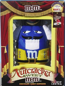Dispensador de caramelos o nueces M&M's azul cascanueces dulce vacaciones edición limitada NUEVO - Imagen 1 de 3