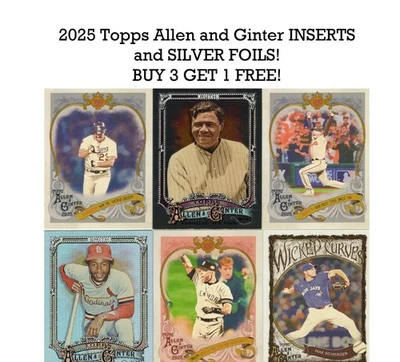 Topps Allen and Ginter 2025 insertos y láminas de plata elige/elige tu tarjeta Foto 1 de 3