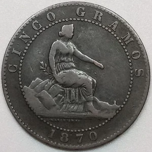 1870 Spain 5 Centimos (Lot#1) - Picture 1 of 2