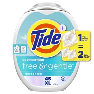 Tide PODS Free and Gentle Odor Refresh Laundry Detergent Pacs, 45 Count, Hypo... - Picture 1 of 9
