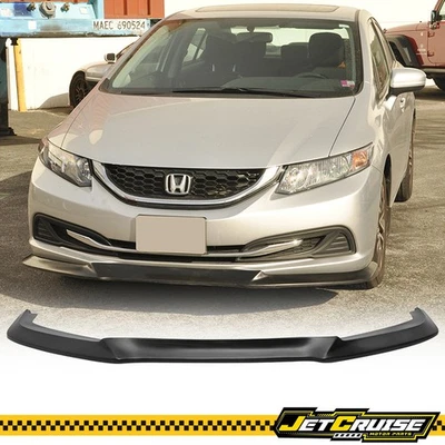 适用于 13 - 15 本田思域轿车 USDM GT 风格前保险杠唇锅未上色 PU — 第 1/4 张图片