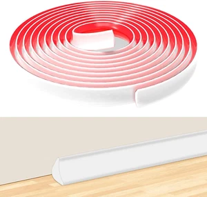 PVC Quadrant Trim, 26 FT Self Adhesive Plastic Wall Corner Edging Strip,Tpe Skir - Picture 1 of 12