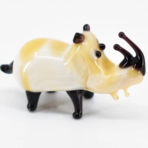 Estatuilla pequeña de vidrio soplado rinoceronte ucraniano hecha a mano con lámpara - Imagen 1 de 5