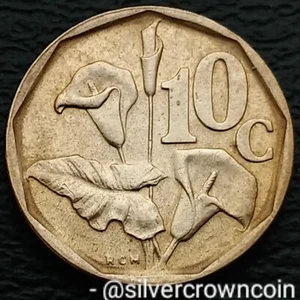 South Suid Africa 🇿🇦 10 Cents 1993. KM#135. Ten Pence coin. Arum Lily. Flowers - Picture 1 of 7