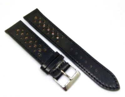 Uhrband Cordovan Shell 2. Wahl Uhrenarmband 18,19,20mm schwarz  Racing / 29 - Bild 1 von 4