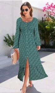 NEW Dokotoo Womens Dresses 2024 Boho Floral XL Green - Picture 1 of 2