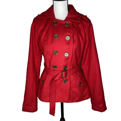 Chaqueta Chaquetón Wet Seal Junior Talla Grande Roja Doble Pecho Botones Dorados Foto 1 de 4