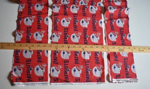 NFL NEW ENGLAND PATRIOTS RED LOGO PRINT 100% COTTON FABRIC 3 REMNANT PIECES - Picture 1 of 2