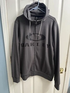 Felpa con cappuccio e zip intera Oakley logo centrale grigio antracite adulto taglia XL - Foto 1 di 7
