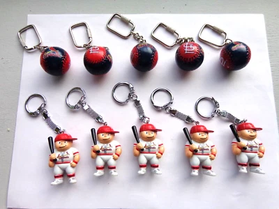 VINTAGE MLB ST. LOUIS CARDINALS LiL Sports Brat Key Chains PLAYERS & BALLS 10 Pc - Image 1 of 2