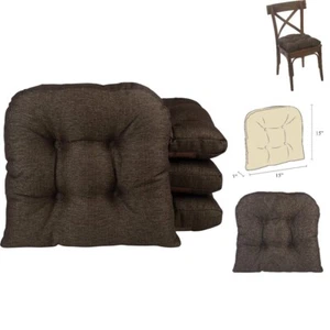 Dining Chair Cushions Set Polyester Overstuffed Non-Slip Comfort 4 Pack - Picture 1 of 8