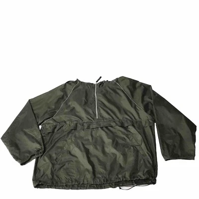 De colección Y2K Antiguo Azul Marino Cortavientos Sudadera con Capucha Grande Verde Exterior Chaqueta Senderismo Gorp Foto 1 de 4