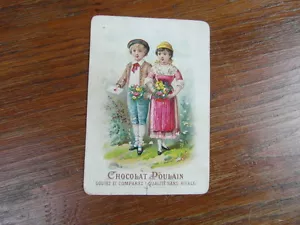 (PC) grand CHROMO RELIEF (gaufré) du CHOCOLAT POULAIN TRADE CARD ANGLES RONDS - Picture 1 of 2