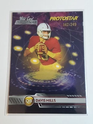 2021 Wild Card Alumination Protostar Davis Mills #PS-8 Yellow #'d 142/249 Rookie - Image 1 of 2
