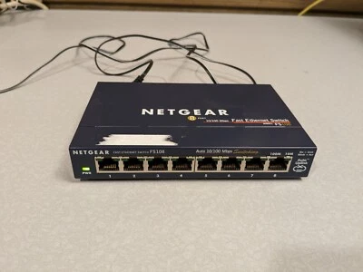 NETGEAR FS108 v2 8 Ports Fast Ethernet External Switch w/ Power Adapter Tested - Image 1 of 4