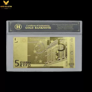 5 Euros Gold Banknotes in Opp Bag Frosted Texture PET Material Collection Card - Picture 1 of 7