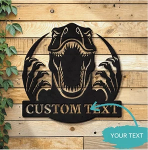 Personalized T Rex Dinosaur Tyrannosaurus Rex Decor Metal Sign Indoor/Outdoor - Picture 1 of 3