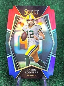 2021 Panini Select Aaron Rodgers Red and Blue Prizm Die Cut - Picture 1 of 2