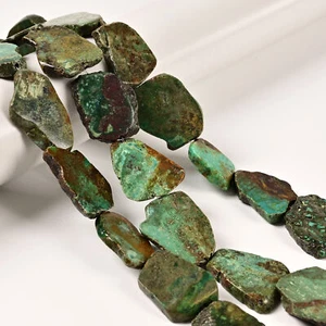 Graduated Natural Turquoise Freeform Slab Slice Beads 15x20-30x40mm 15.5''Strand - Picture 1 of 3