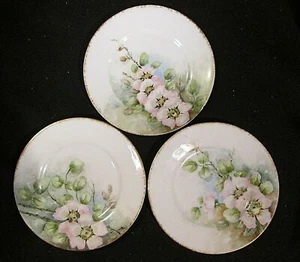 Antiguos platos florales de porcelana pintados a mano Hermann Ohme Silesia rosas de 6 - Imagen 1 de 8