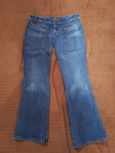 Pantalones de mezclilla 7 For All Mankind tiro bajo para mujer 30 X 31 lavado medio bolsillos con cremallera  - Imagen 1 de 23