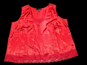 Camisa Denim 24/7 Mujer 28W Camisola Satén Encaje Ribete Lentejuelas Camiseta sin Mangas Roja - Imagen 1 de 7