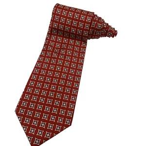 POLO by RALPH LAUREN Men's Red Geometric Repp Made in the U.S.A. Silk Neck Tie - Picture 1 of 9