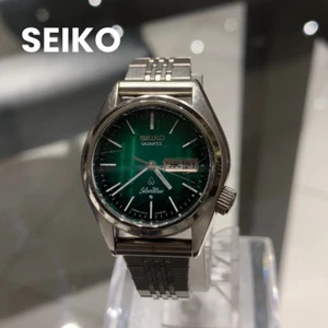 New Battery SEIKO WATCH CHRONOS 8123-7090 QUARTZ DAY DATE KANJI silver working - Picture 1 of 19